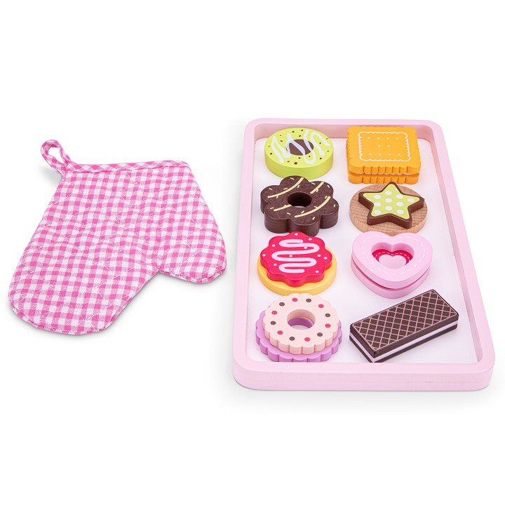 Dienblad met 8 koekjes en ovenwant